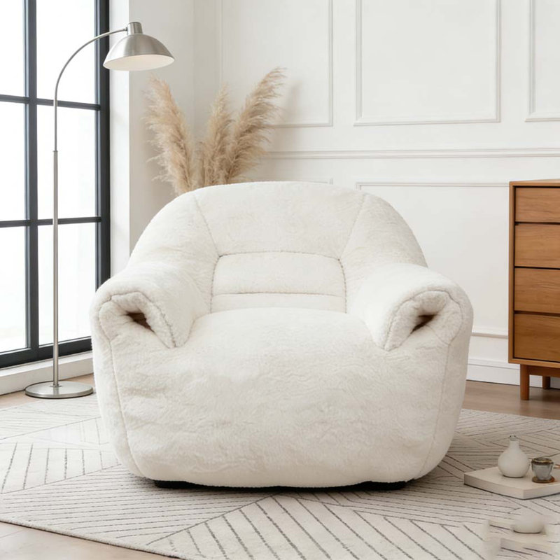 Fauteuil à billes en fausse fourrure, Blanc