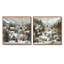 Village de Noël brun et blanc d'hiver I - Art mural de Noël - Toile d'art murale traditionnelle 2 pièces-633711219-633711217-633711222