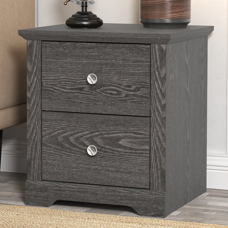 Kepner 2 Drawer Nightstand, Dark Gray Oak