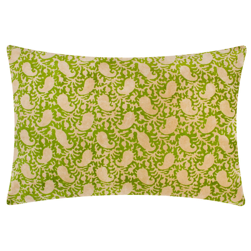 Boteh Abstract Rectangular Cushion Cover, Green