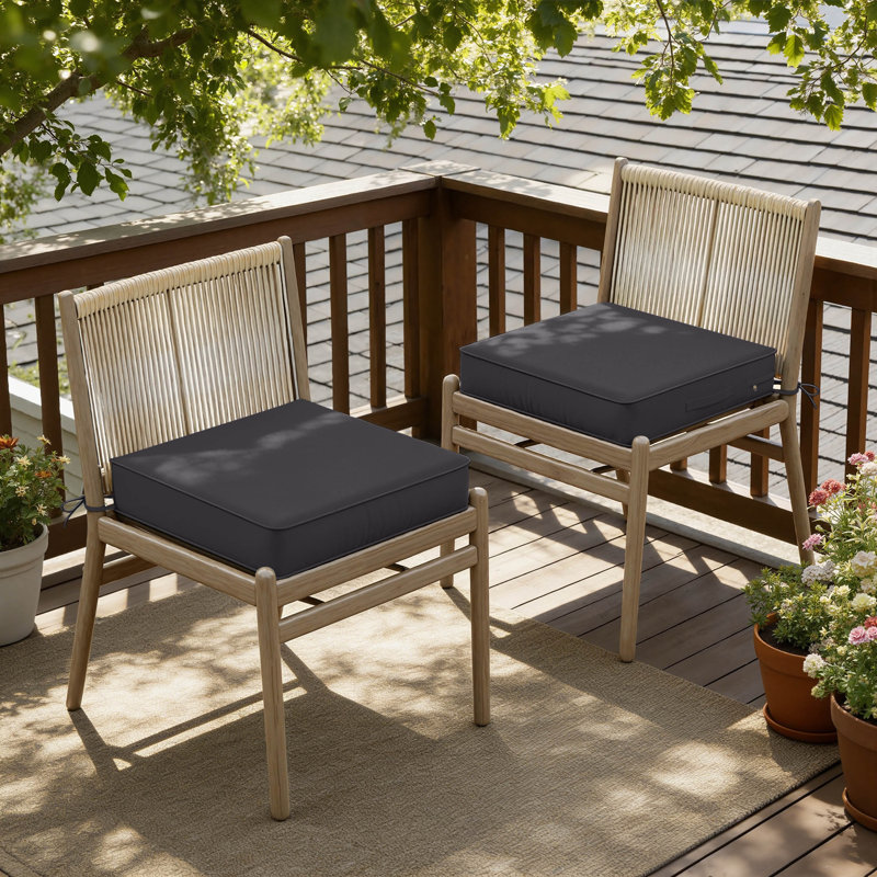 Outdoor Chair Seat Cushions，Water-Resistant Patio Chair Cushions With Handle And Non-Slip Bottom, 17" W x 16" D, Gray