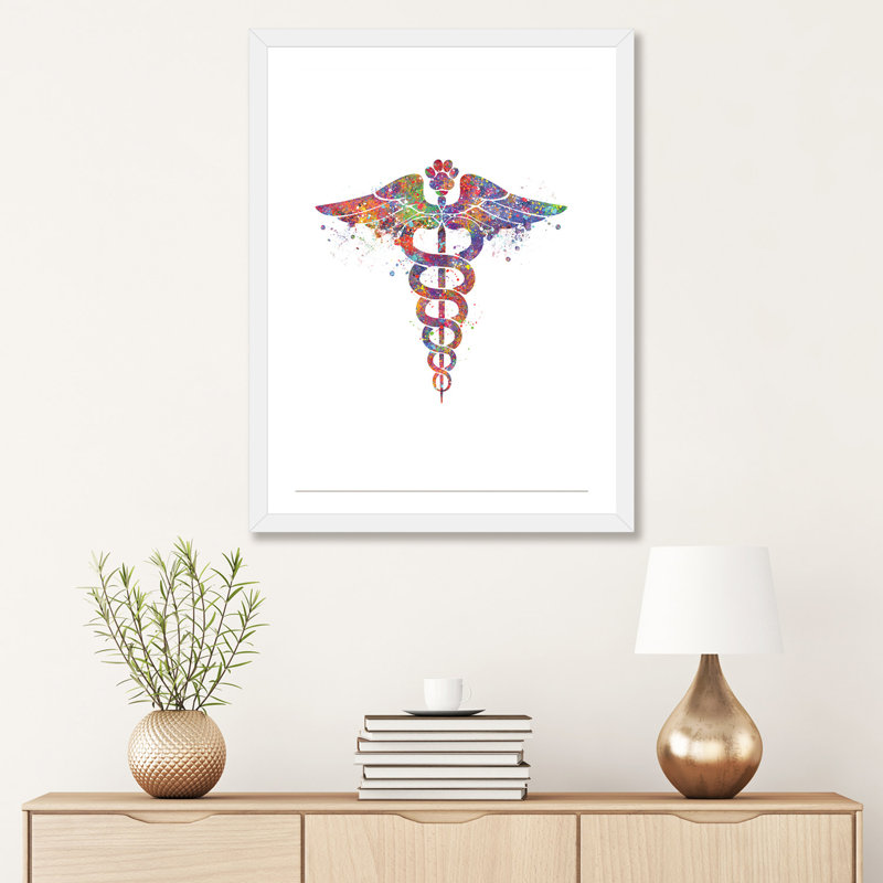 «Caduceus Vet Paw» - Impression, H 32 po x l 24 po x P 1 po, Papier blanc