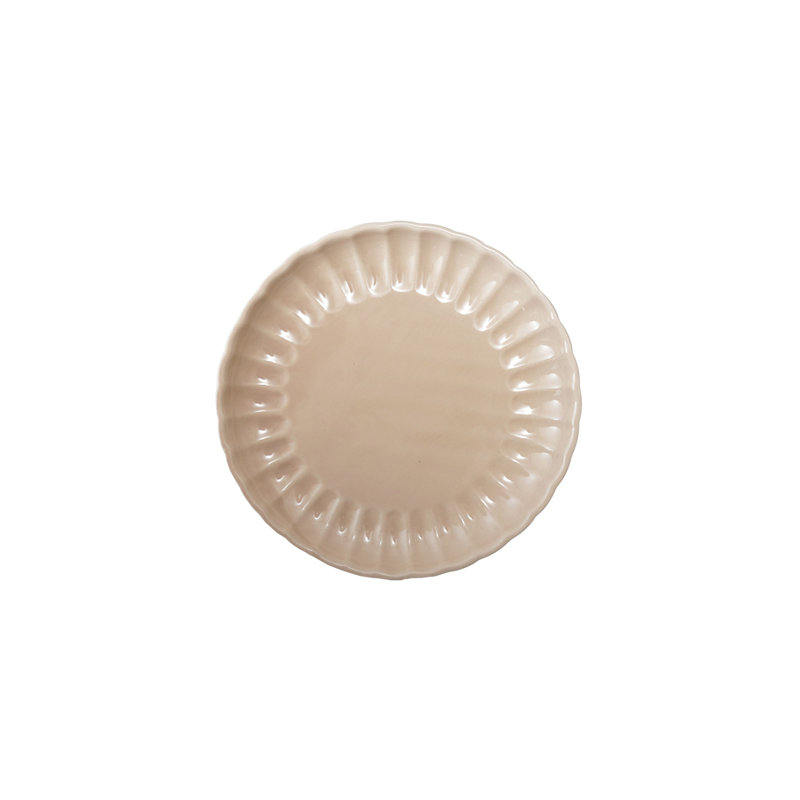 Round Stoneware Fluted Plate With Reactive Glaze, Pink