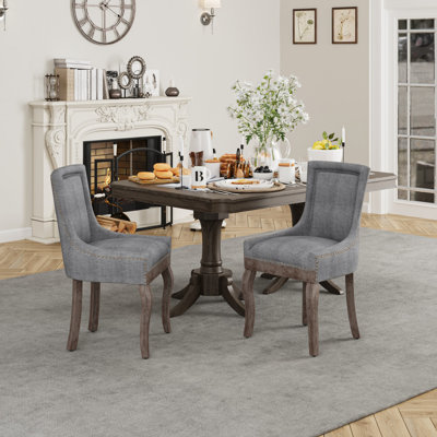 Chaise de salle à manger rembourrée en lin