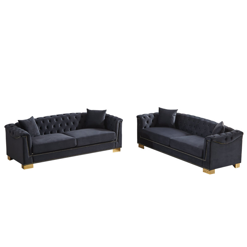 Canapés en velours durable, design Chesterfield pour espaces de vie modernes