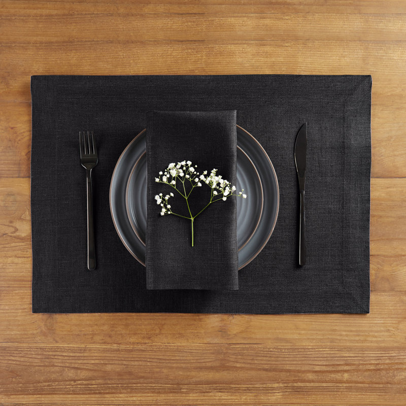 Diana - 100% Pure Linen Dinner Napkins, Black