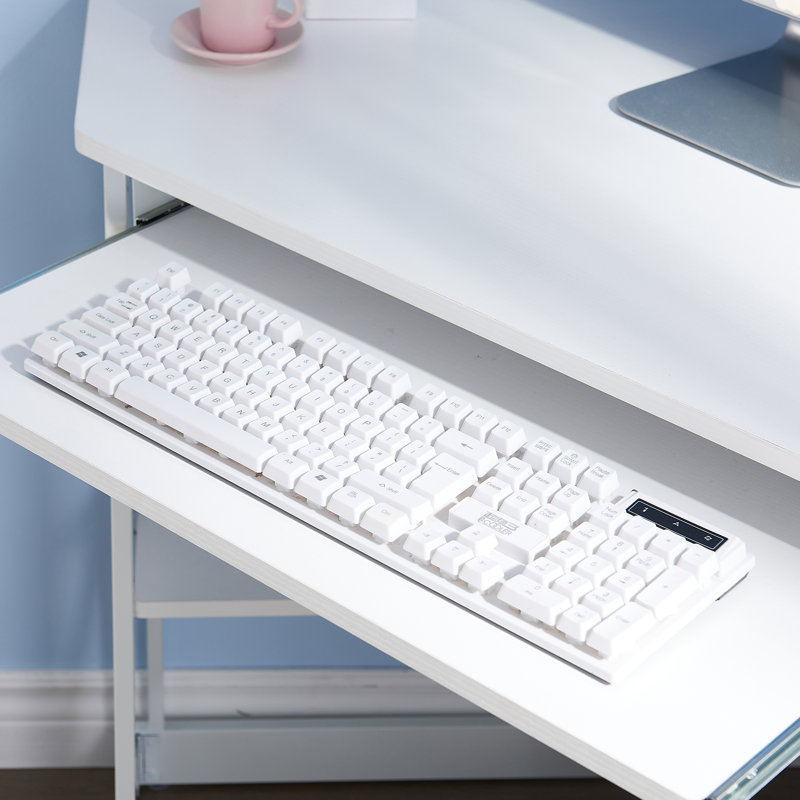 Ensemble de bureau et de chaise Birchie, bureau ergonomique moderne pour la chambre d'étude, Blanc