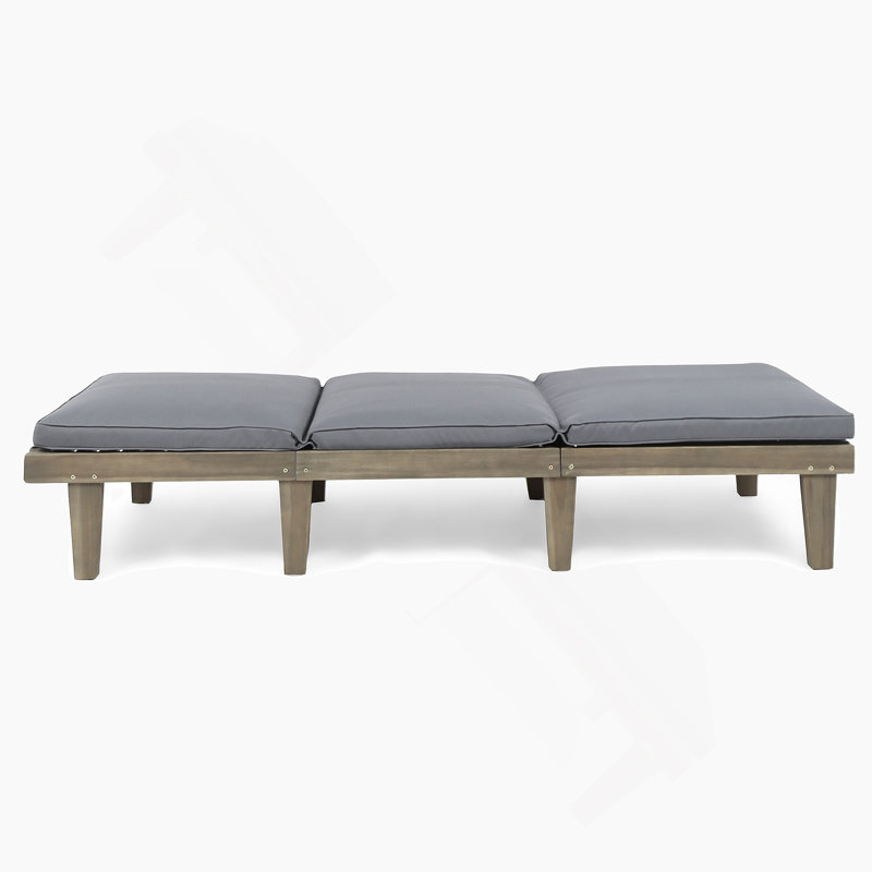 Chaise longue en bois d'acacia avec coussin pleine longueur pour une détente et un style en plein air