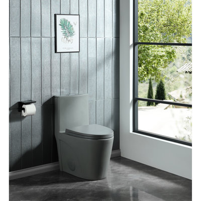 Ceramic Toilet With , Elongated Bowl, 1.1/1.6 Water Saving, Grey, 1000 Gram Map Flushing, Soft Close Seat 24T01 In Grey Ceramic, For Comfort, Flushing Score,