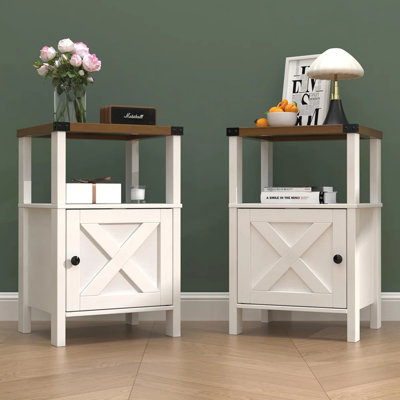 Table de chevet moderne avec porte de grange et tablette ouverte
