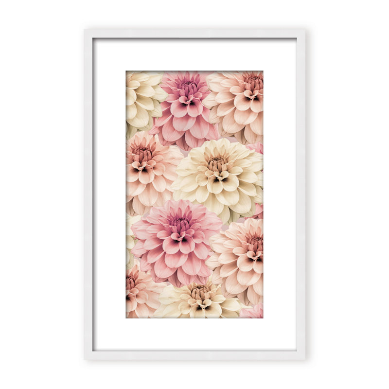 Nature Inspired Dahlia by  - Picture Frame Graphic Art on Paper, 24" H x 16" W x 1.125" D, Framed Matted Print, Beige