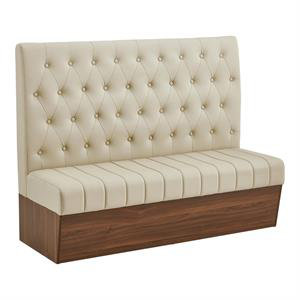 Single Booth with Melamine Frame, Button Tufted Vinyl Back, and Channel Tufted Seat 