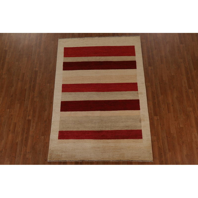 Tapis oriental rayé Gabbeh 6 x 8