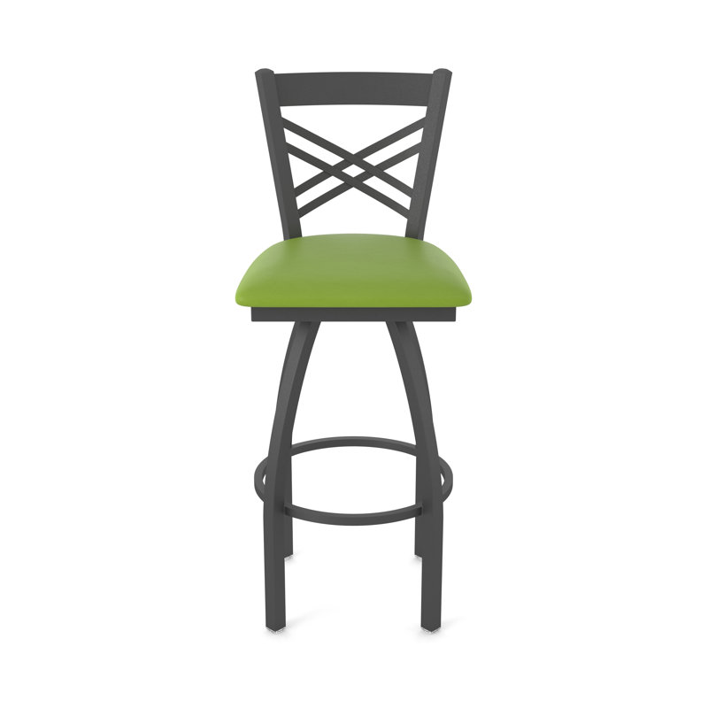 820 Catalina Swivel Stool, Pewter, Vinyl-Canter Kiwi Green, Bar Stool (30" Seat Height)