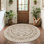 Tapis rond rond résistant aux taches beige