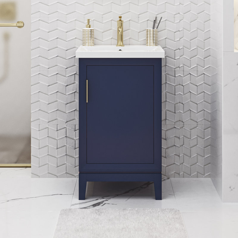 Ensemble de meuble-lavabo simple 21 po Finkbeiner, Bleu monarque, Doré