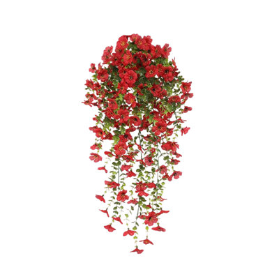Kbndieu 2PCS Artificial Fake Hanging Flowers Plants Violet Flower for Outdoors, Faux Silk Spring Summer Flower for Garden Porch Patio Balcony Yard Wedding Decor