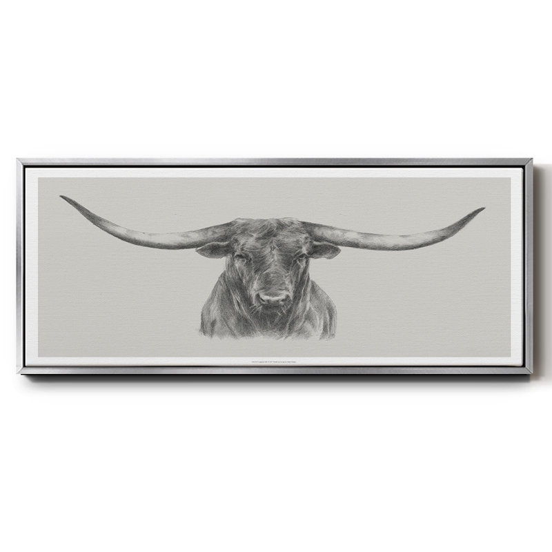 Longhorn bull - toile encadrée, H 24 po x l 60 po