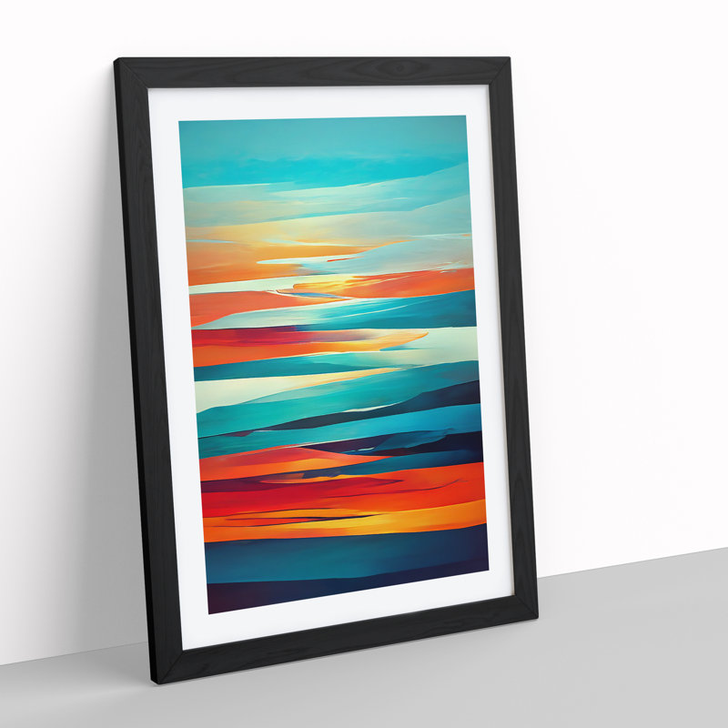 XV1022-416X Abstract Sunset No.6 - Single Picture Frame Print, 64cm H x 46cm W x 2cm D, Black