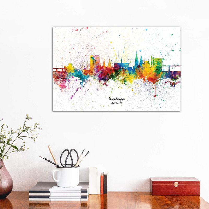 Dundee Scotland Skyline Splash by Michael Tompsett - Wrapped Canvas Print, 66.04 cm H x 45.72 cm W x 1.91 cm D