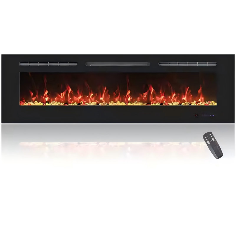 Inserts de foyer électriques, chauffe-foyer pour l'intérieur avec télécommande, H 17,70 po x l 72 po x P 5,50 po