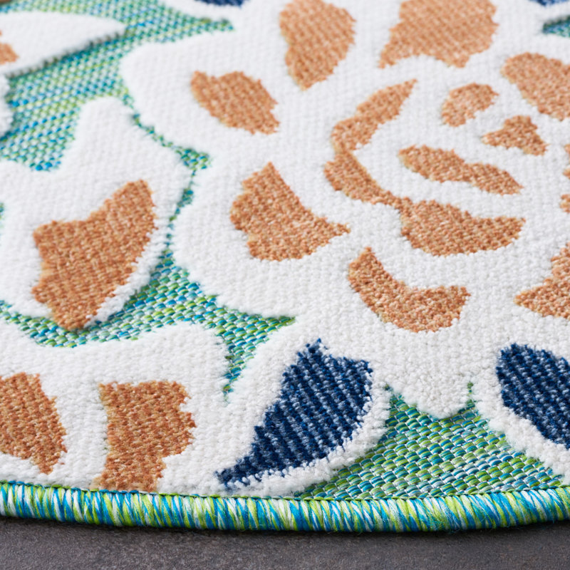 Savoy Floral Green/Navy/Pink Indoor / Outdoor Area Indoor/Outdoor Area Rug, Square 6'5"