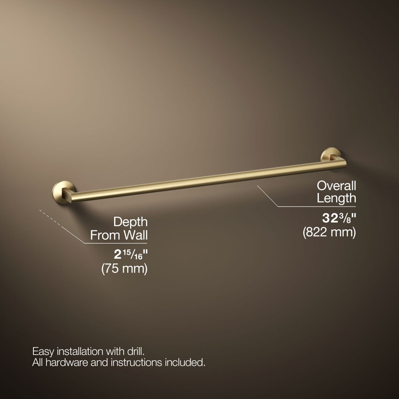 Components Towel Bar, Vibrant Brushed Moderne Brass, 30"W