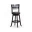 Tabouret pivotant à lattes de 30 po de hauteur de bar, finition espresso, siège en tissu gris anthracite