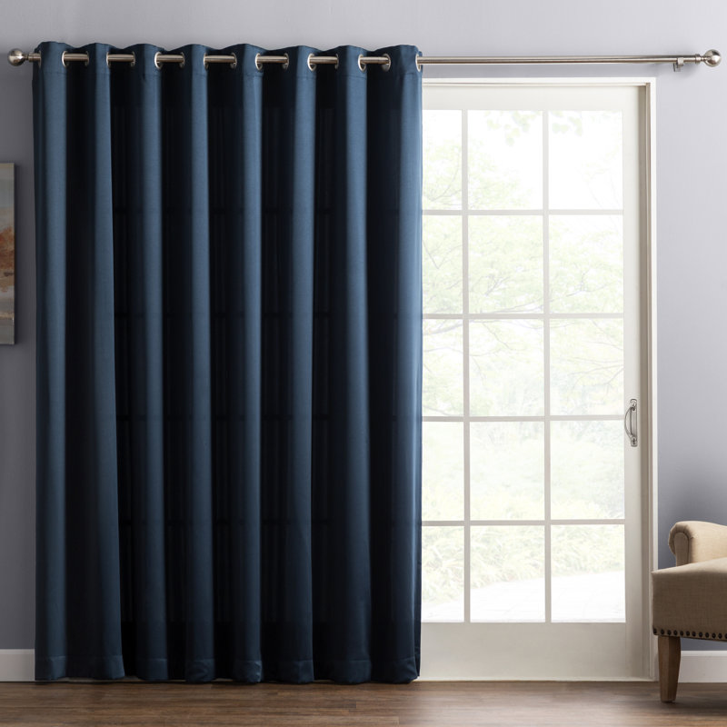 Polyester Room Darkening Noise Reducing Sliding Panel, Navy