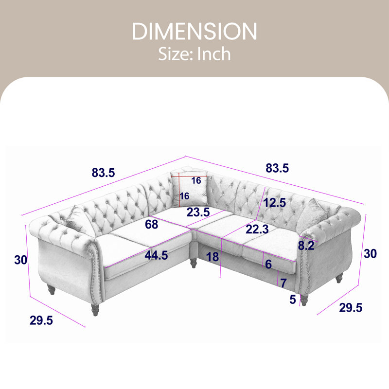 Canapé modulaire Jeiny, Velours beige