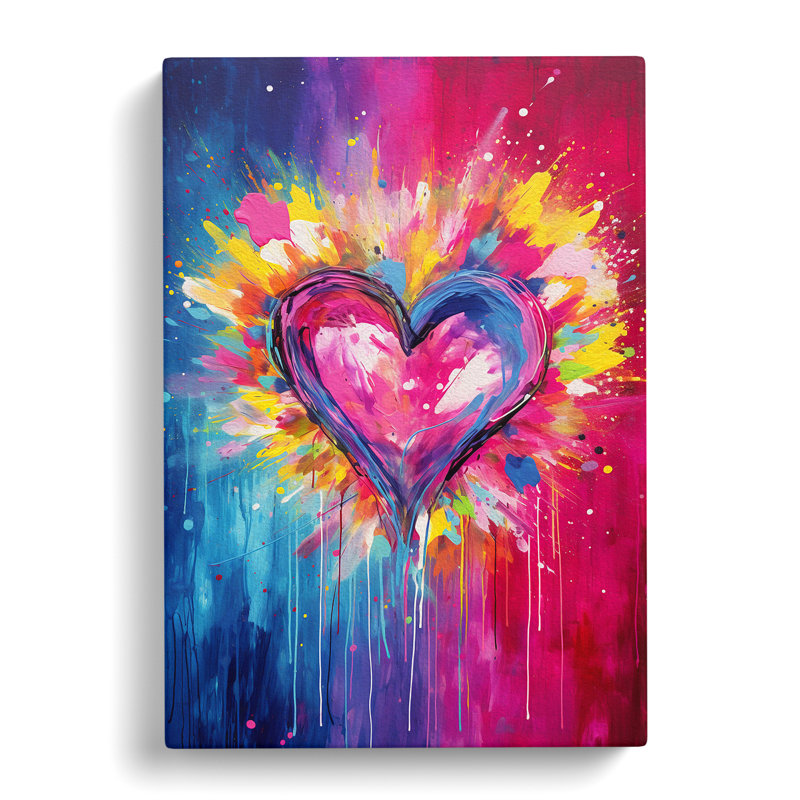 Love Heart Abstract Art - Wrapped Canvas, 76cm H x 50cm W x 3cm D