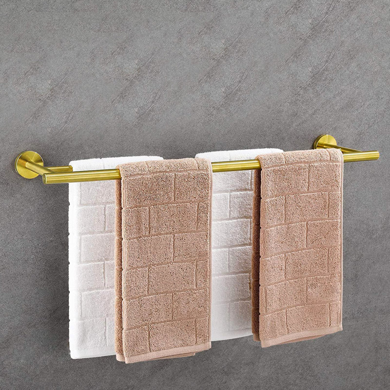 5 Piece Bathroom Towel Rack Wall Mount - Brushed Gold Aluminium Material And For Bathroom, Bedroom, Laundry, Kitchen Easy Installation Guide Included Modern Finish Rustproof Different Rooms To Install