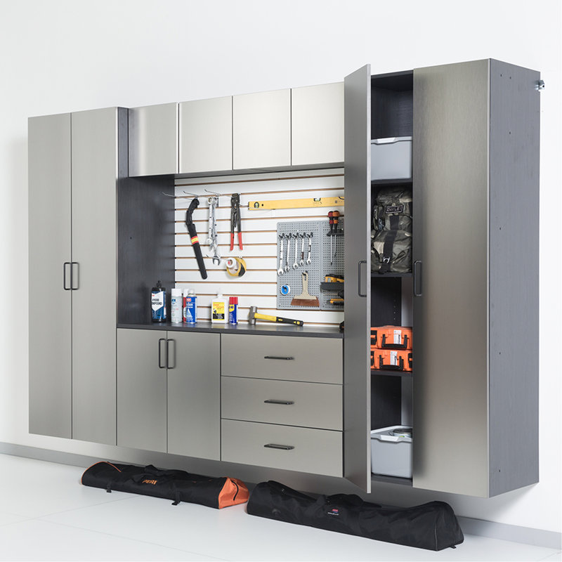 Armoire murale en métal - série, 32 po X 28 po, 20 po, finition gris métallique, fonction, eau et chaleur, série de bandes à bords épaissis, gris, sans effort,