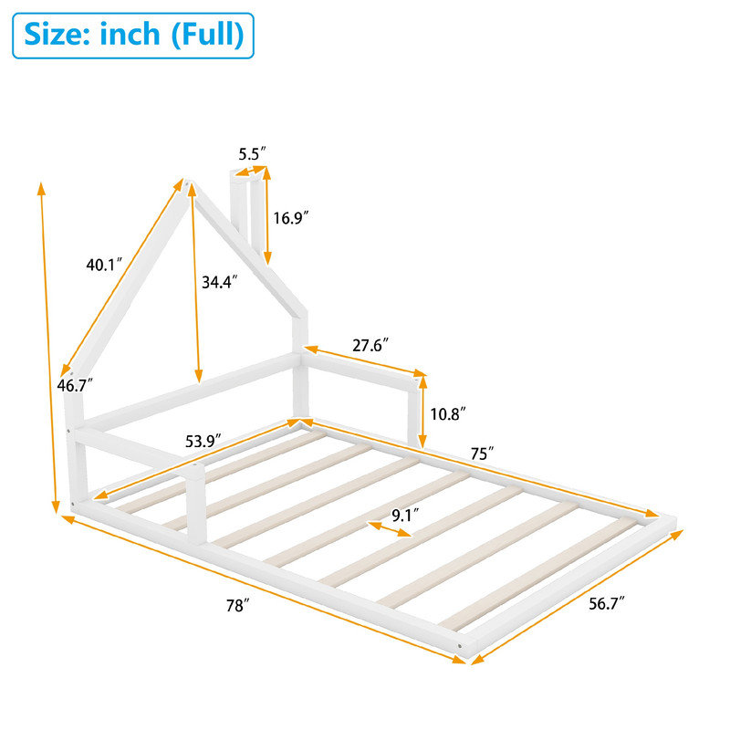 Kids Platform, White, Twin