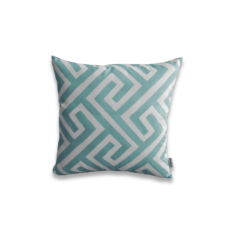 Ensemble de 2 taies d'oreiller extérieures imprimées sur fond blanc (ensemble de 2), Turquoise / blanc