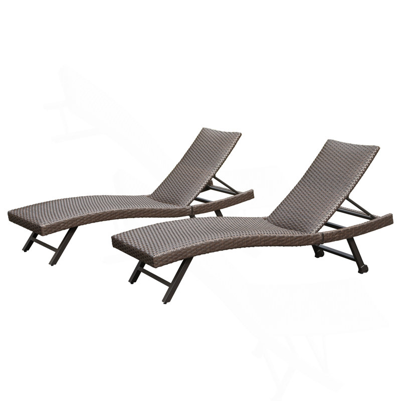 Chaise longue d'extérieur en osier 2 pièces
