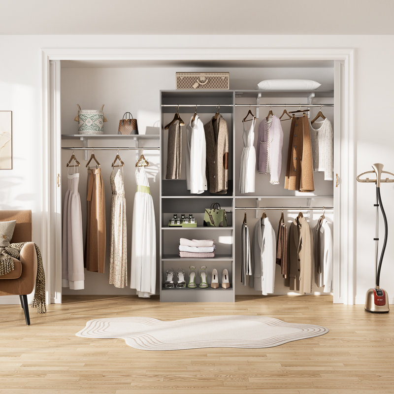  Jhania 20'' - 96'' Closet Organizer (Can Be Cut To Fit), Gray