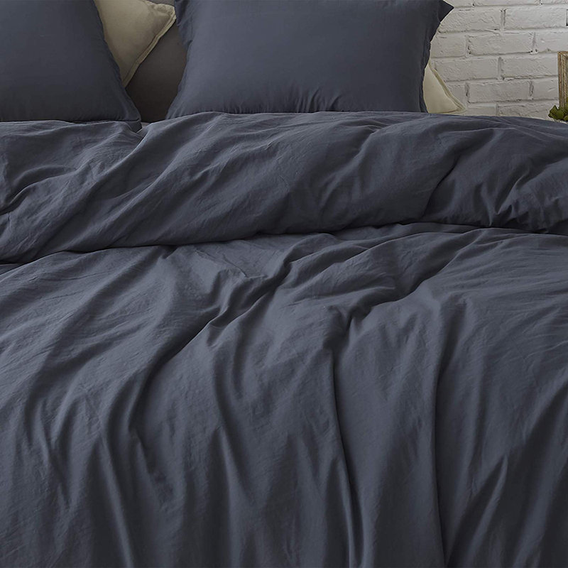  Ensemble de housse de couette surdimensionné en microfibre prélavée gonflant Natural, Noir passé