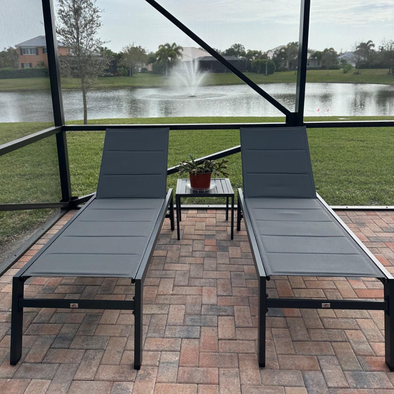 PURPLE LEAF Outdoor Patio Chaise Lounge Chair Set of 2 Chair with Rolling Wheels Lounge Chair for Patio Poolside Garden Grey