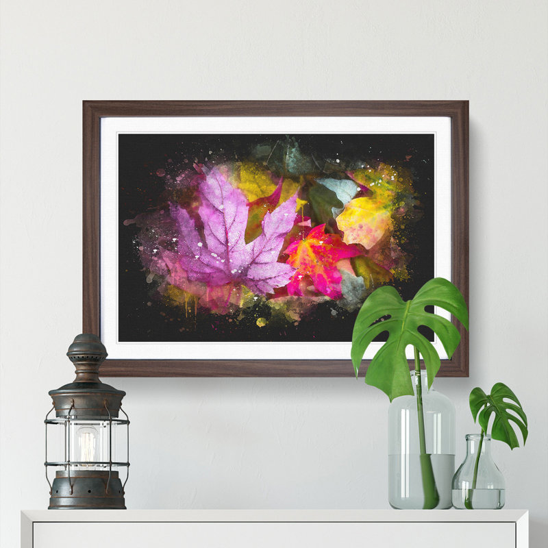 Colourful Autumn Leaves - Framed Print, 24cm H x 33cm W x 2cm D, Walnut Framed