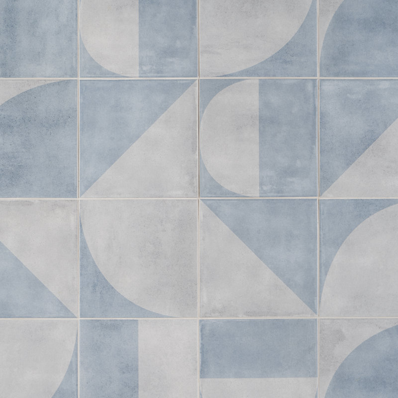 Dean 7.87'' W x 7.87'' L Porcelain Encaustic Floor and Wall Tile, Blue