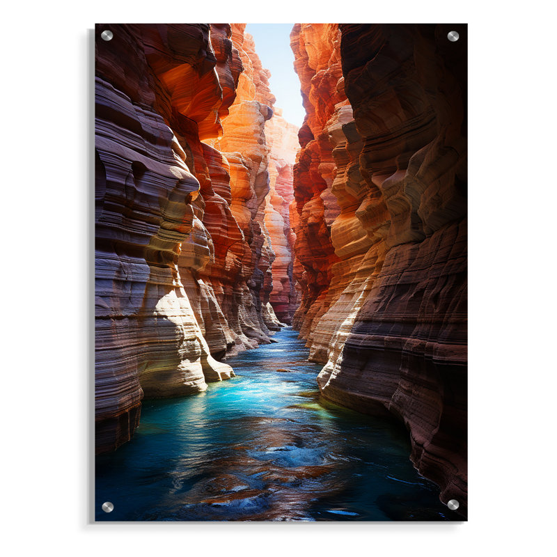 Canyon Antelope Turquoise Drips - Canyon, art mural acrylique pour le salon, H 20 po x l 12 po