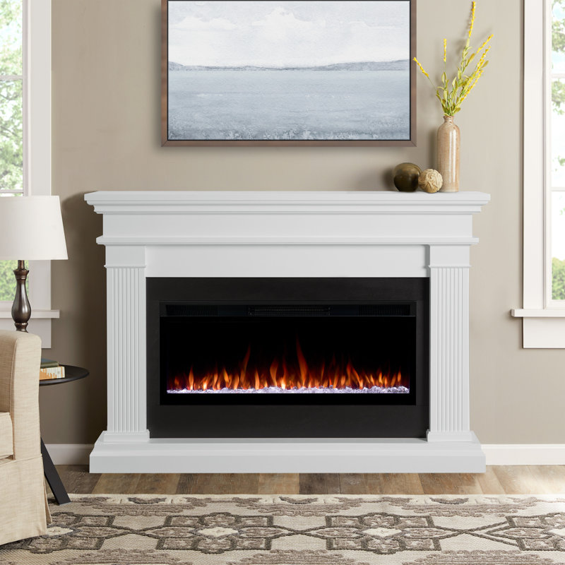 Beau 59" Landscape Electric Fireplace by Real Flame, White, Standard