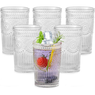 Ensemble de 6 verres à fleurs, verres décoratifs de 385 ml (13 oz)