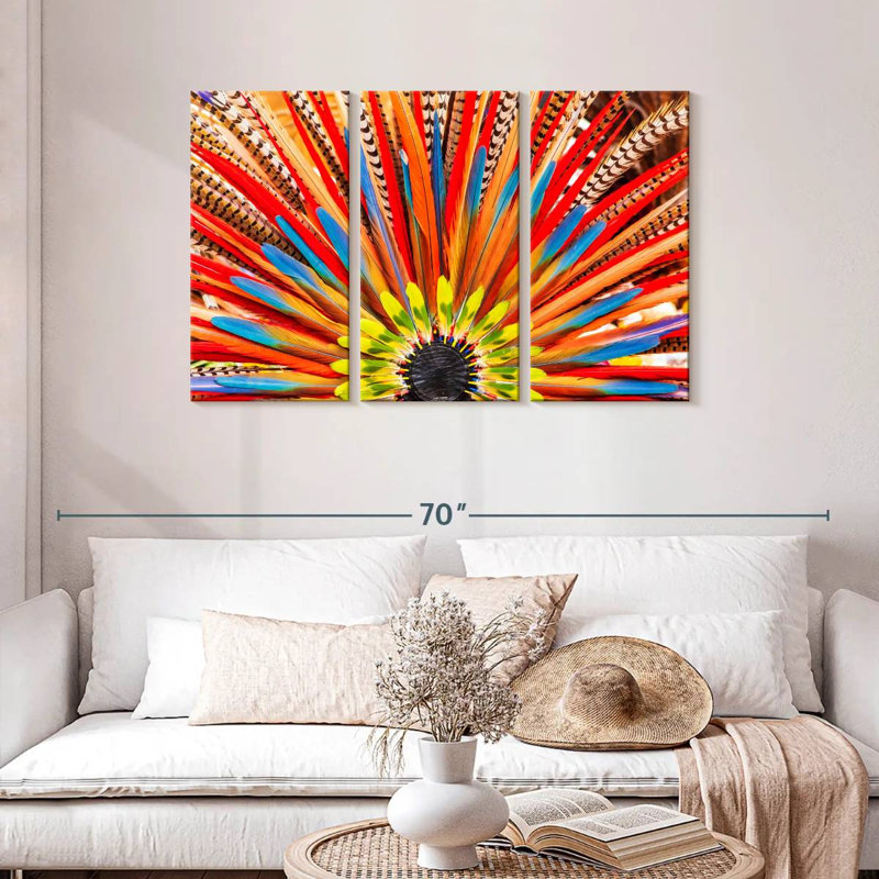 Coiffe à plumes aztèque Kerner, H 28 po x l 45 po