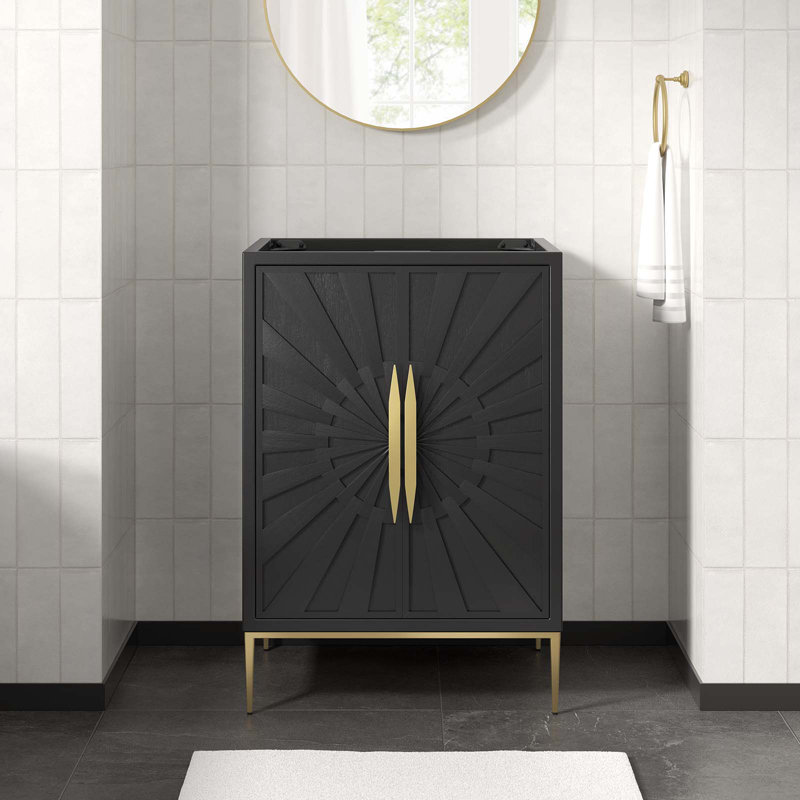 Modway Black and Gold 24" Single Bathroom Vanity Cabinet