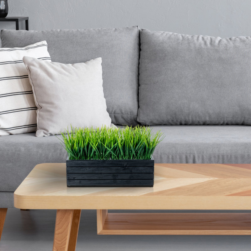 Faux herbes artificielles en pot noir