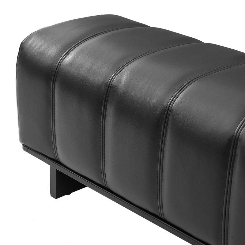 63.62-inch Upholstered Dining Bench Entryway Bench Bedroom Bench, Black