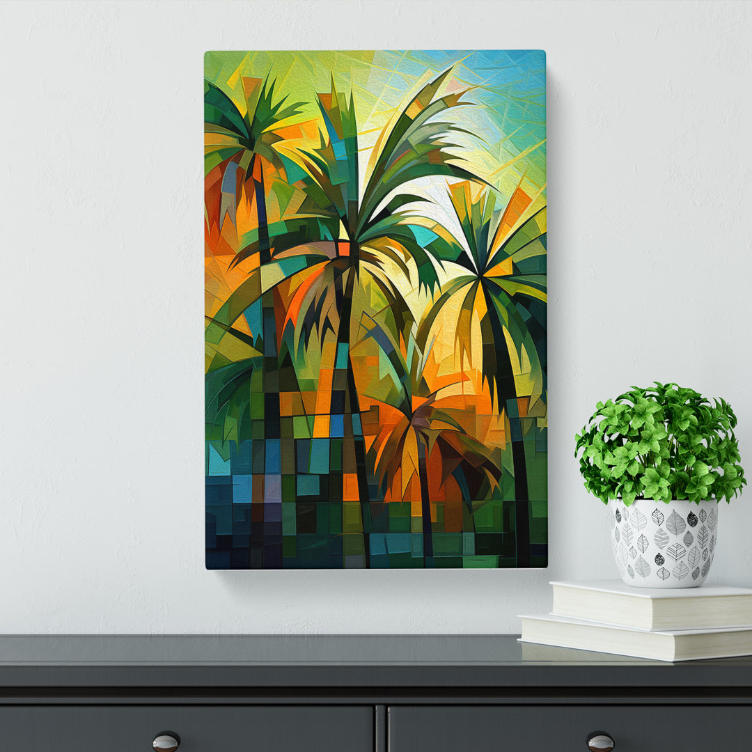 Palm Tree Cubism - Wrapped Canvas