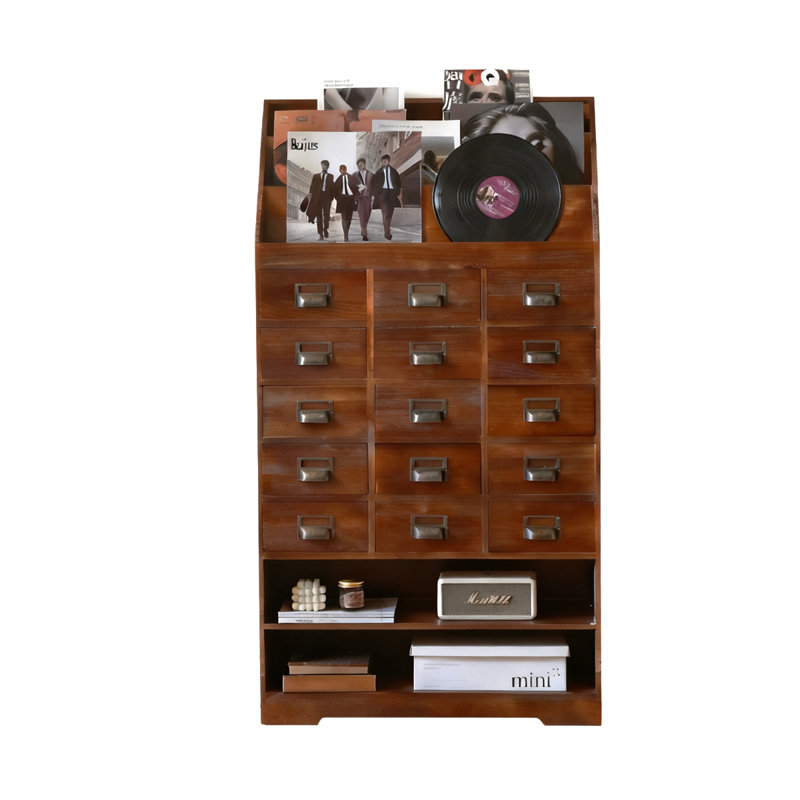 Retro Brown Solid Wood Accent Cabinet